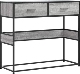 vidaXL - Wandtafel - 90x35x80 - cm - bewerkt - hout - grijs - sonoma - eikenkleurig