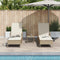 vidaXL - Ligbedden - 2 - stuks - met - Kussens - en - Tafel - Beige - Poly - Riet