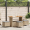 vidaXL - 4 - Delige - Tuin - Eettafelset - met - Kussens - Beige - Poly - Rattan - Acacia