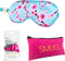 SMUG Slaapmasker met Roze Oordopjes en Opbergzakje - 100% Verduisterend - Verstelbaar Oogmasker in Satijn - Cherry Blossom Print