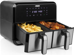 Princess 182074 - Dubbele Airfryer - 9 liter - 2400W - 8 programma's - RVS/Zwart - Sync functie