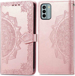 iMoshion Hoesje Geschikt voor Nokia G22 Hoesje Met Pasjeshouder - iMoshion Mandala Bookcase - Rosé Goud