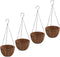 vidaXL Plantenbakken hangend 4 st met kokosbak staal Ø 30x52 cm zwart