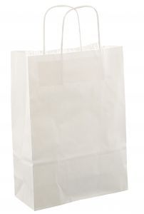 Papieren koordtas 22x10x31cm 50st wit