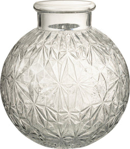 J-Line vaas Bol Geslepen - glas - transparant - large - Ø 24 cm