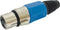 VROUWELIJKE 3P XLR PLUG - VERNIKKELD - BLAUW (CA100BL)