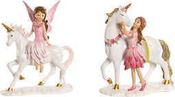 Decoratieve figuren Home ESPRIT Wit Roze 16 x 7 x 19 cm (2 Stuks)