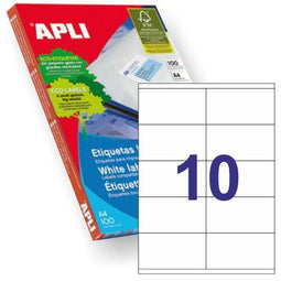 Klevende etiketten Apli 1278 100 Lakens 105 x 57 mm Wit