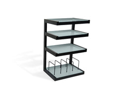 NorStone ESSE HIFI VINYL - Audio meubel - 4 lagen - Zwart met glas