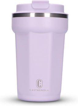 Castagnola Thermosbeker - Koffiebeker To Go - Dubbelwandig - 380 ML - Lichtpaars - Octagon
