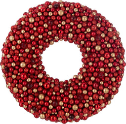 J-Line decoratie krans Rond Balletjes - kunststof - rood/goud