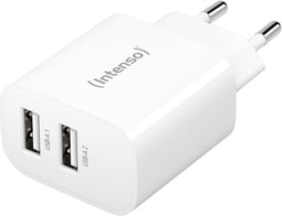 Intenso W24AA - USB-A lichtnetadapter - 24W - 2x USB-A - Wit