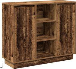 vidaXL - Dressoir - met - LED - - - Oud - Hout - 90x32x75 - cm - Gelaagd - Hout