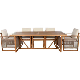 Tafel met stoelen Home ESPRIT Bruin Touw Eucalyptushout 230 x 100 x 75 cm