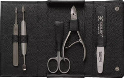 Excellent-Solingen Excellent Solingen Manicure Etui - 5-Delig - Zwart Lederen Etui - Voor Perfecte Nagelverzorging