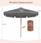 Costway Tuinparasol - 300 cm - Kantelbaar - Houten Paal - Weerbestendig - Grijs