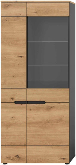 Furnilux Canu - Vitrinekast - Deels open deels dichte kast - Bruin - 37x190x80cm