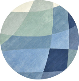 Rhythmic Tides Indigo Round Vloerkleed - 200 rond - Rond - Laagpolig,Rond Tapijt - Modern - Meerkleurig
