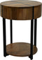 Bijzettafeltje rond - Ø40x52 - Naturel/zwart - Mangohout/metaal