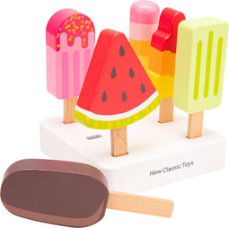 New Classic Toys® Houten IJsjes Speelgoed - 6-delige Set - Kleurrijke IJsjes met Standaard (6 stuks)