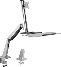 Zit Sta Werkplek - Monitorbeugel - Ergonomisch Verstelbaar - Zilver