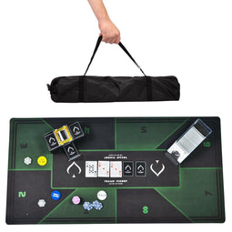 Texas' Finest Pokermat - Antislip - Draagtas - Pokerkleed - Zwart/Groen/Wit