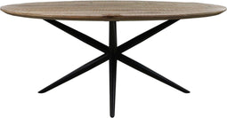 HSM Collection Eettafel Ovaal Bern 220cm Naturel/Zwart Mangohout/Ijzer