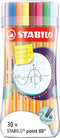 STABILO point 88 - Fineliner 0,4 mm - Sleeve Pack - Met 30 Verschillende Kleuren