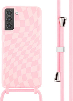 iMoshion Hoesje Geschikt voor Samsung Galaxy S21 Plus Hoesje Met Koord - iMoshion Siliconen design hoesje met koord - Roze / Retro Pink