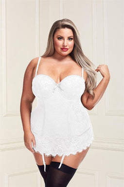 Baci Lingerie Top en string set -XL/XXL- BUSTIER AND GSTRING Wit