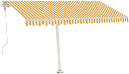 vidaXL - Luifel - vrijstaand - automatisch - 400x300 - cm - geel - en - wit