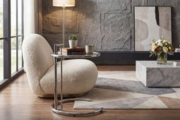Feel Home Eileen - Verstelbare salontafel - Ø52cm - RVS frame en glazen blad