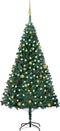 vidaXL - Kunstkerstboom - met - verlichting - en - kerstballen - 240 - cm - groen