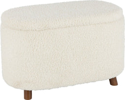 J-Line Poef Opslag Teddy Polyester Wit