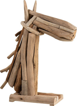 J-Line decoratie Paardenkop Stukken - hout - naturel