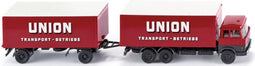 Wiking 045701 H0 Vrachtwagen H0 kofferdekseltrein (Hanomag Henschel) „Union”