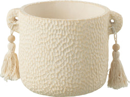 J-Line bloempot Kwast - keramiek - creme - small - Ø 15.00 cm - 2 stuks