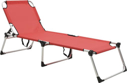 vidaXL - Ligbed - extra - hoog - inklapbaar - senior - aluminium - rood