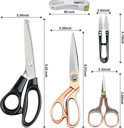 Professionele 7-Delige Scharenset - Inclusief Kartel-, Naai-, Borduur-, en Mini-Garenscharen, Tornmesje en Meetlint