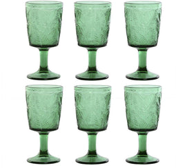 Set van bekers Home ESPRIT Groen Kristal 285 ml (6 Stuks)