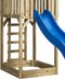 Houten Speeltoestel Jonas (SwingKing) | Speeltoren met Glijbaan, Dubbele Schommel en Zandbak | Voor Buiten in de Tuin | FSC Hout - Glijbaan Turquoise blauw
