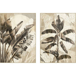 Schilderij Home ESPRIT Wit Beige Palmen Tropisch 103 x 4,5 x 143 cm (2 Stuks)