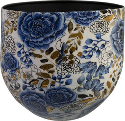 TS Collection - Bloempot Dutch blue - 28x25 - Metaal & Epoxy - Exclusieve woonitems voor binnen - Handgemaakt - Unieke print - Designed by Lammie