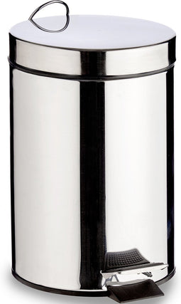 Vuilnisbak/pedaalemmer zilver 12 liter van 25 x 39 cm - Vuilnisbakken klein