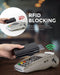 Vulkit creditcardhouder RFID-blokkerende lederen pop-upkaartportemonnee met bankbiljetvak, ID-venster, zak en magnetische sluiting, zwart, modern