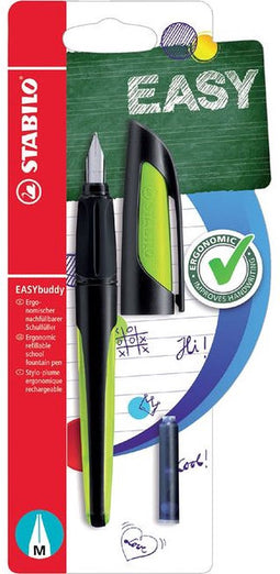 Vulpen STABILO Easybuddy rechtshandig zwart/lime blister | 5 stuks
