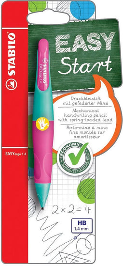 Vulpotlood STABILO Easyergo 1.4mm linkshandig turquoise/neon roze blister - 3 stuks