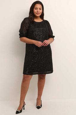 Kaffe Curve KCsally Dress - Dames Jurk A-lijn 3/4 mouwen - Maat M
