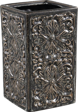 PTMD Lilia Vierkante Bloempot - 12 x 12 x 19,5 cm - Keramiek - Grijs