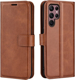 Lunso - Geschikt voor Samsung Galaxy S23 Ultra - cover bookcase hoes - Bruin